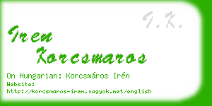 iren korcsmaros business card